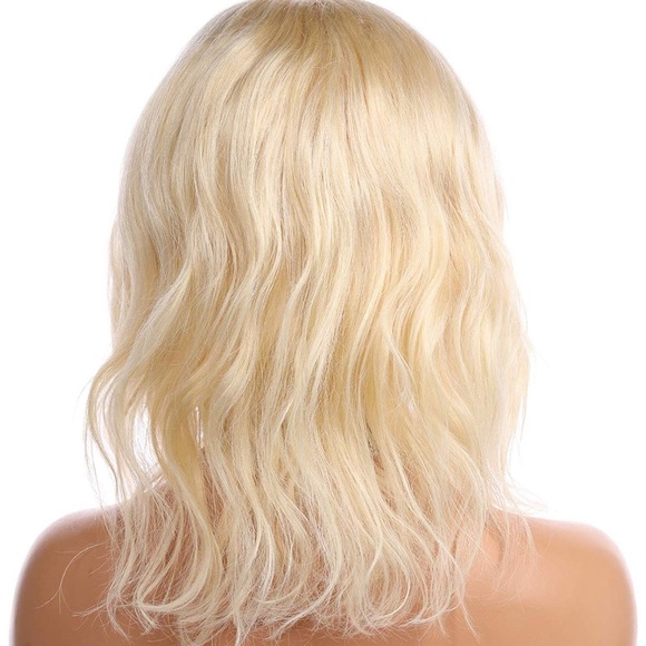 LEX 14” 613 Blonde 100% HUMAN BODY WAVY LACEFRONT BOB WIG - Picture 4 of 6
